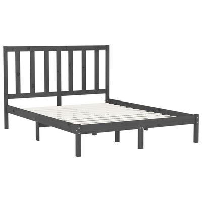 vidaXL Estructura de cama madera maciza gris King Size 150x200 cm