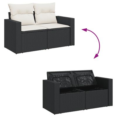 vidaXL Set de muebles de jardín 5 pzas y cojines ratán sintético negro