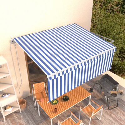 vidaXL Toldo automático retráctil con persiana azul y blanco 4,5x3 m