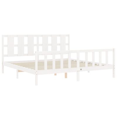 vidaXL Estructura de cama con cabecero madera maciza blanco 180x200 cm