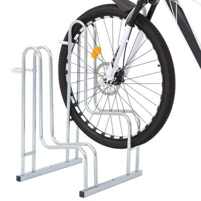 vidaXL Soporte para 2 bicicletas suelo independiente acero galvanizado