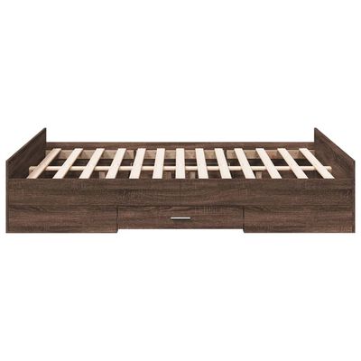 vidaXL Cama con cajones madera de ingeniería marrón roble 120x200 cm