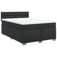 vidaXL Cama box spring con colchón cuero sintético negro 160x200 cm