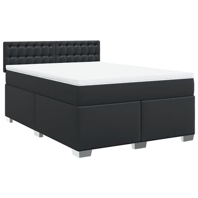 vidaXL Cama box spring con colchón cuero sintético negro 160x200 cm