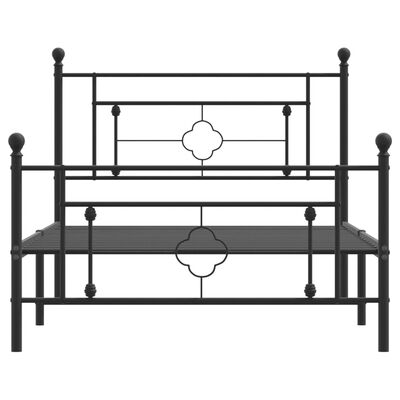 vidaXL Estructura de cama con cabecero y estribo metal negro 107x203cm