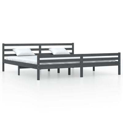 vidaXL Estructura de cama de matrimonio madera maciza gris 180x200 cm