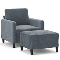 vidaXL Sillón con taburete terciopelo gris oscuro 60 cm