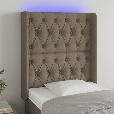 vidaXL Cabecero con LED de tela gris taupe 83x16x118/128 cm