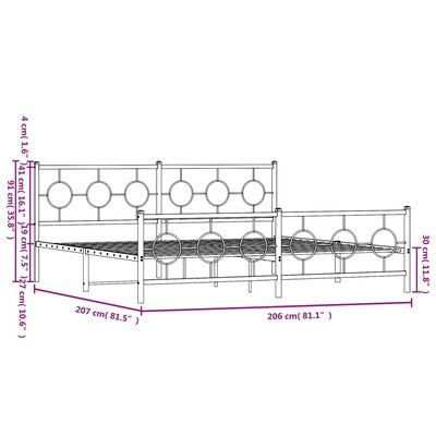 vidaXL Estructura cama sin colchón con estribo metal negro 200x200 cm