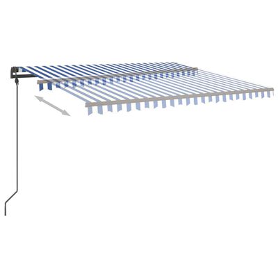 vidaXL Toldo manual retráctil con LED azul y blanco 4,5x3,5 m