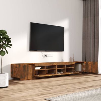 vidaXL Set de muebles TV con LEDS 3 pzas contrachapada roble ahumado