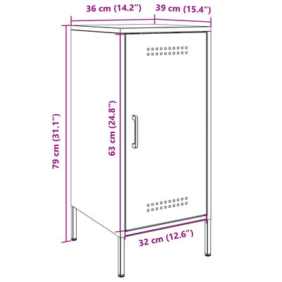 vidaXL Aparador de acero laminado en frío blanco 36x39x79 cm