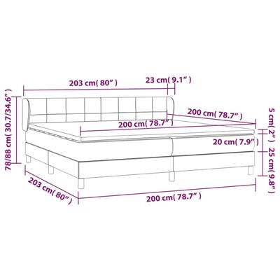 vidaXL Cama box spring con colchón terciopelo gris claro 200x200 cm