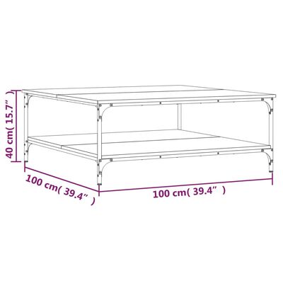 vidaXL Mesa de centro madera de ingeniería negro 100x100x40 cm