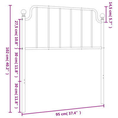 vidaXL Cabecero de metal blanco 90 cm