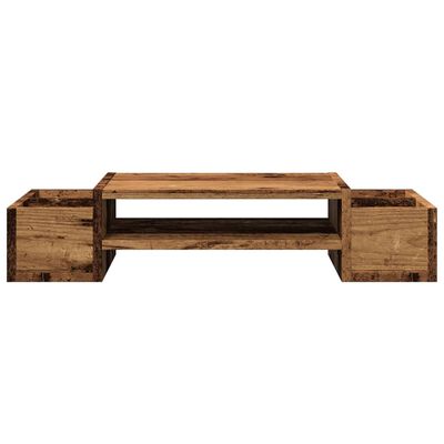 vidaXL Soporte de pantalla con almacenaje madera envejecida 70x27x15cm