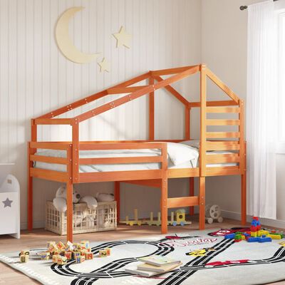 vidaXL Techo de cama infantil madera maciza pino marrón 188x82x113 cm