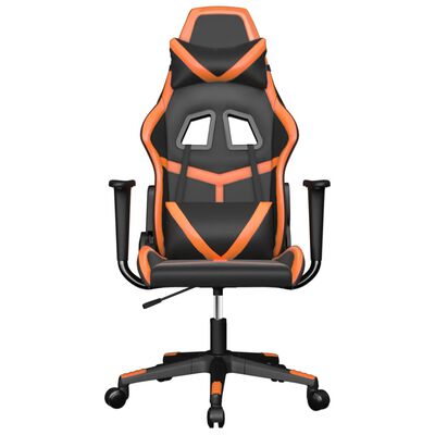 vidaXL Silla gaming cuero sintético negro y naranja