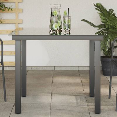 vidaXL Mesa de jardín de aluminio y vidrio negra 80x80x74 cm