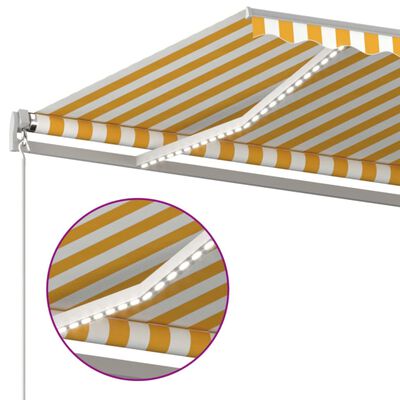 vidaXL Toldo retráctil manual con luz LED amarillo y blanco 600x300 cm