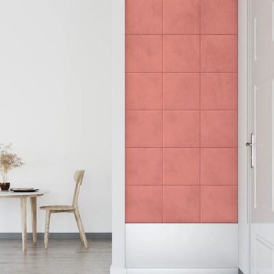 vidaXL Paneles de pared 12 uds terciopelo rosa 30x30 cm 1,08 m²