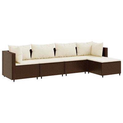 vidaXL Set muebles de jardín 5 piezas y cojines ratán sintético marrón