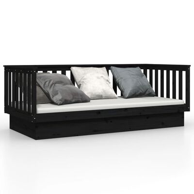 vidaXL Sofá cama de madera maciza de pino negro 80x200 cm