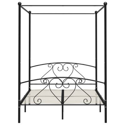 vidaXL Estructura cama con dosel sin colchón metal negro 160x200 cm