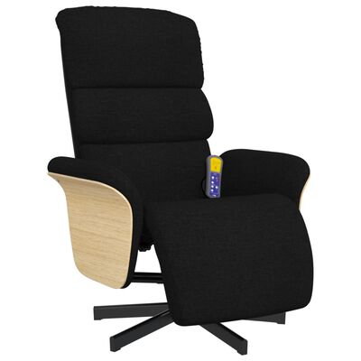 vidaXL Sillón reclinable de masaje con reposapiés tela negra