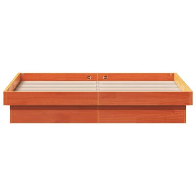 vidaXL Estructura de cama LED madera maciza pino marrón cera 140x190cm