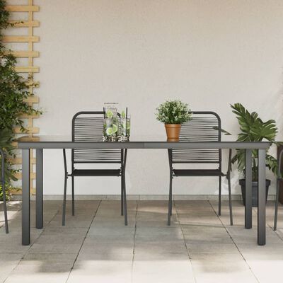 vidaXL Mesa de jardín de aluminio y vidrio negra 190x90x74 cm