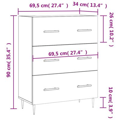 vidaXL Aparador de madera de ingeniería roble Sonoma 69,5x34x90 cm