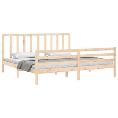 vidaXL Estructura de cama de matrimonio con cabecero madera maciza