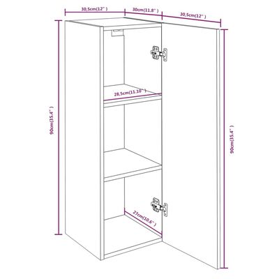 vidaXL Mueble para TV madera de ingeniería gris Sonoma 30,5x30x90 cm