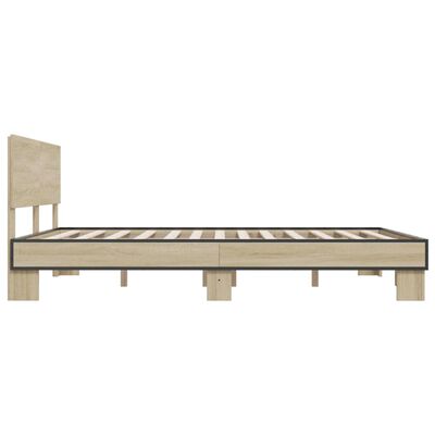 vidaXL Estructura cama madera ingeniería metal roble Sonoma 160x200 cm