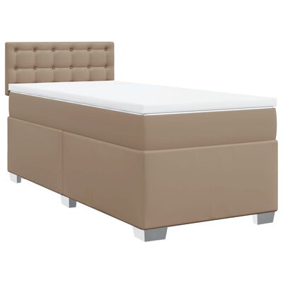 vidaXL Cama box spring con colchón cuero sintético capuchino 100x200cm