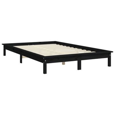 vidaXL Estructura de cama de madera maciza negra 180x200 cm