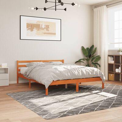 vidaXL Cama sin colchón madera maciza de pino marrón cera 160x200 cm