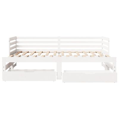 vidaXL Sofá cama con cajones madera maciza de pino blanco 90x200 cm