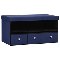 vidaXL Banco de almacenaje plegable lino sintético azul 76x38x38 cm