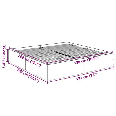 vidaXL Estructura de cama madera de ingeniería roble ahumado 180x200cm