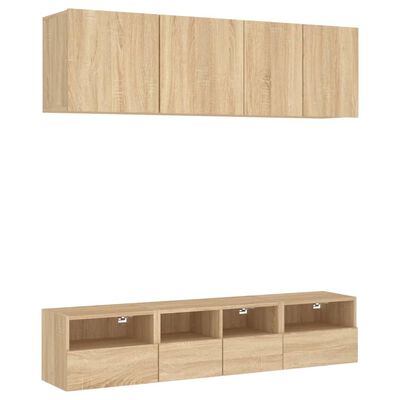 vidaXL Muebles de TV de pared 5 pzas madera de ingeniería roble Sonoma