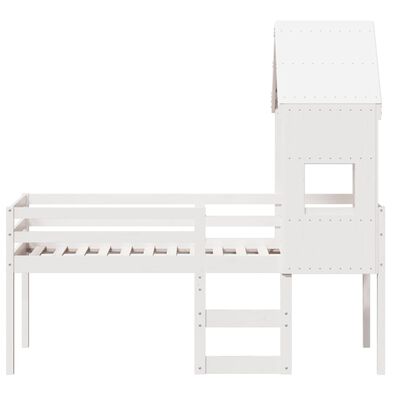 vidaXL Cama alta con techo madera maciza pino blanca 75x190 cm