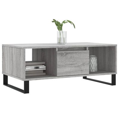 vidaXL Mesa de centro madera contrachapada gris Sonoma 90x50x36,5 cm