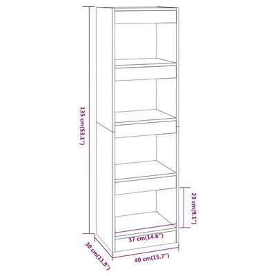 vidaXL Estantería de libros/divisor de espacios negro 40x30x135 cm