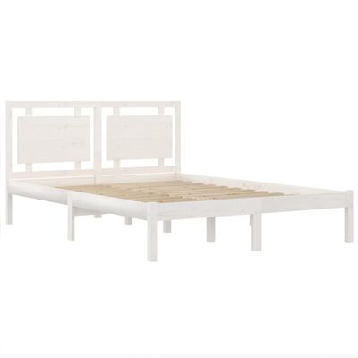 vidaXL Estructura de cama de madera maciza blanca 135x190 cm