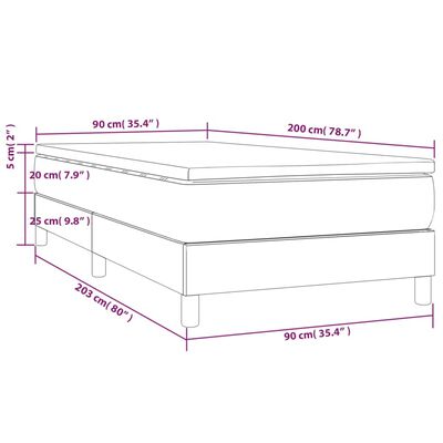 vidaXL Cama box spring con colchón tela color crema 90x200 cm