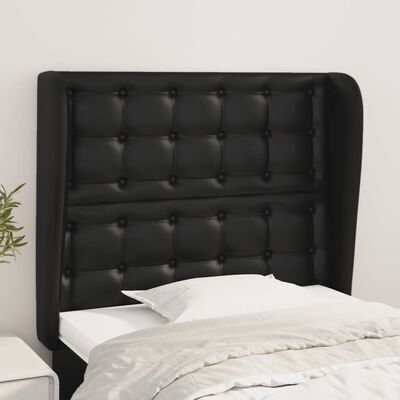 vidaXL Cabecero con orejas de cuero sintético negro 103x23x118/128cm