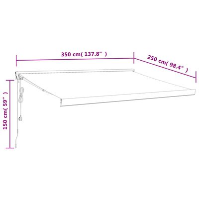 vidaXL Toldo retráctil aluminio y tela gris antracita 3,5x2,5 m