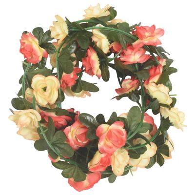 vidaXL Guirnaldas de flores de Navidad 6 uds rosa y champagne 240 cm